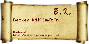Becker Kálmán névjegykártya